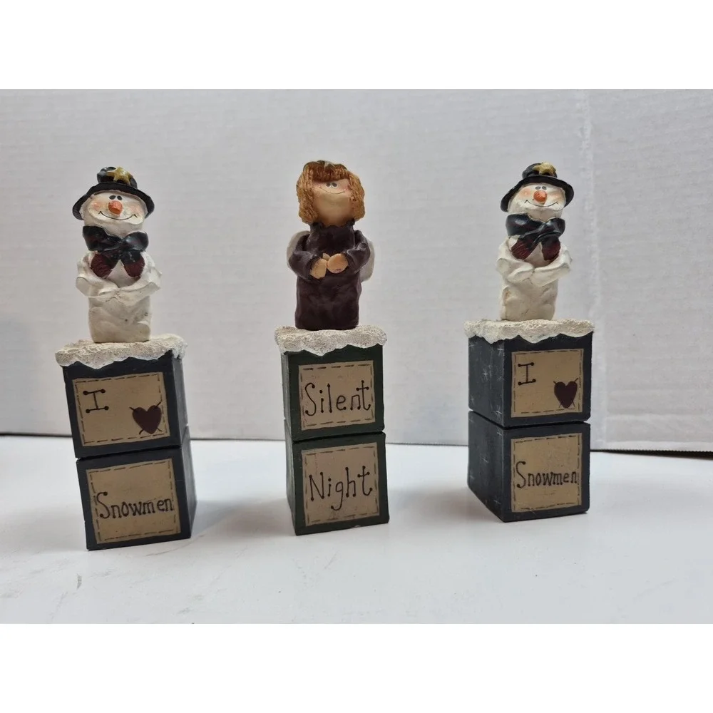 Vintage Christmas‎ Spreader Set Snowman Angel Resin Handle Stainless Steel 3pc
